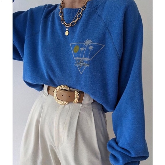 Vintage Sweaters - Vintage Washed Blue Sweatshirt XL